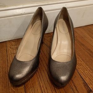 Calvin Klein Odette Metallic Cross Hatch Heels